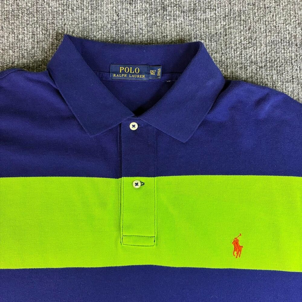 Polo Ralph Lauren Polo Shirt Men’s 2XLT Blue Green Colorblock Pony Big Tall